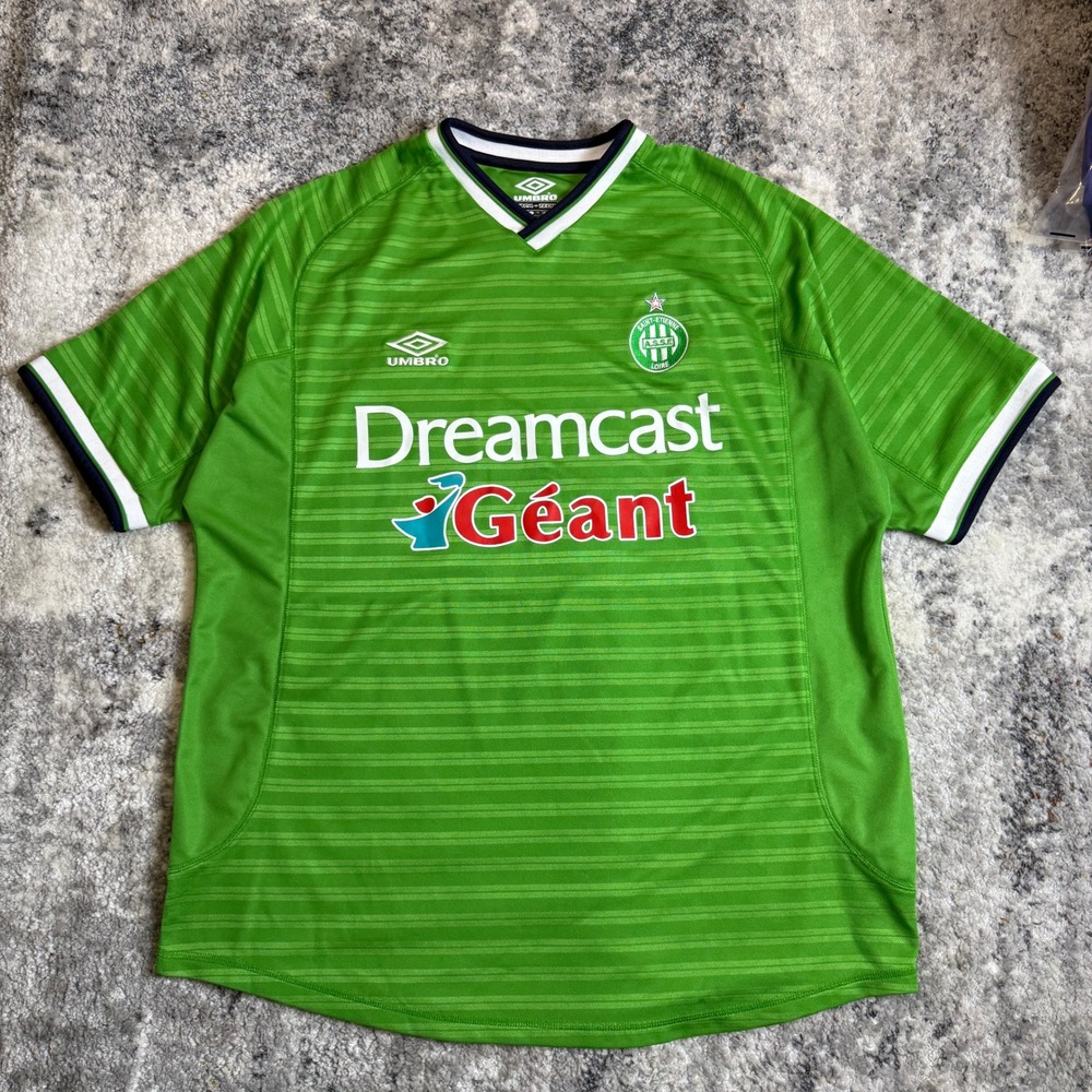 Umbro AS Saint-Etienne 2000-01 Dreamcast Soccer Jersey Mens XL Green Vintage